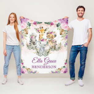 Manta Polar Chica bebé de animales salvajes de la selva Boho 