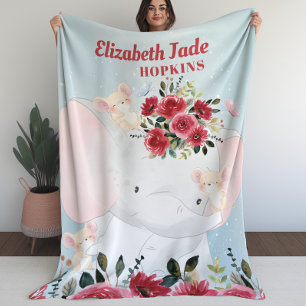 Manta Polar Chica con flores de león de Borgoña