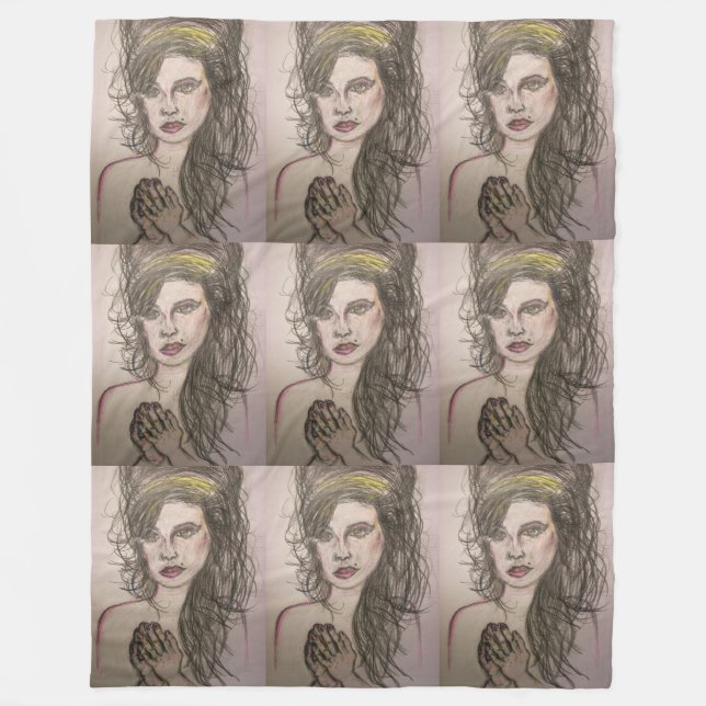 Manta Polar chica con pelo de colmena rezando (Anverso)