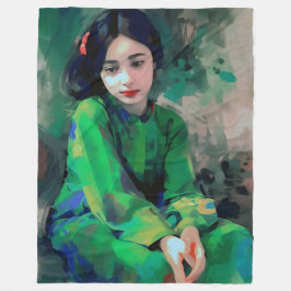 Manta Polar Chica con vestido verde