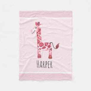 Manta Polar Chica Cubano Safari Giraffe y nombre