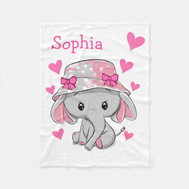 Manta Polar Chica Cute Baby Elephant (Anverso)