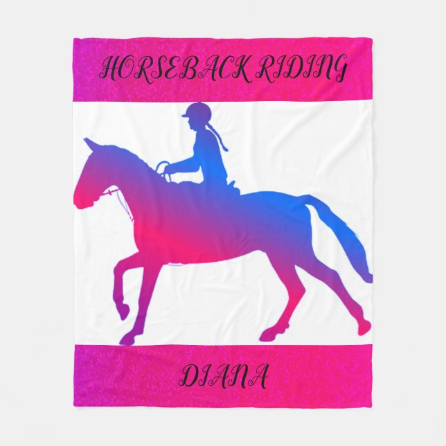 Manta Polar Chica DE CABALLO PERSONALIZADO EN ROSA Y AZUL! (Anverso)