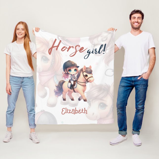 Manta Polar Chica de caballos personalizado (In situ)