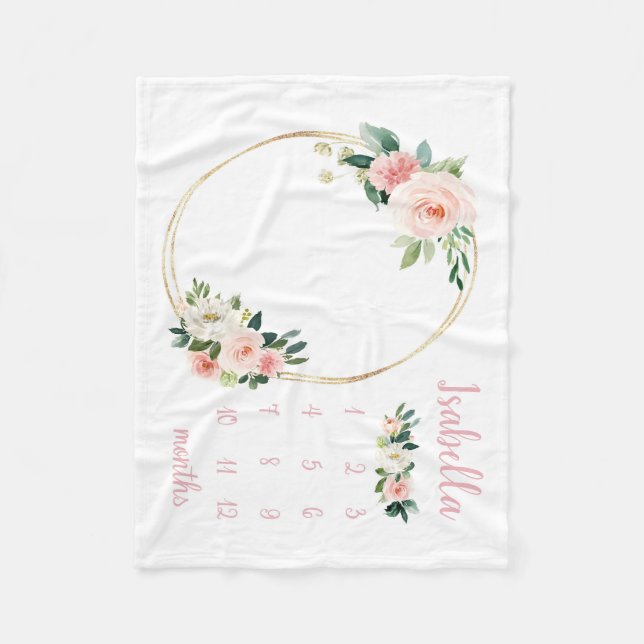 Manta Polar Chica de Mes de  de hito floral Rubor (Anverso)