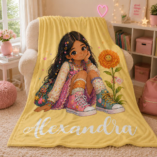 Manta Polar Chica de pelo castaño personalizado nombre