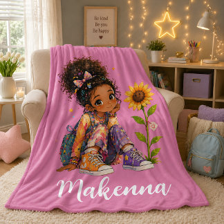 Manta Polar Chica de pelo oscuro personalizado nombre