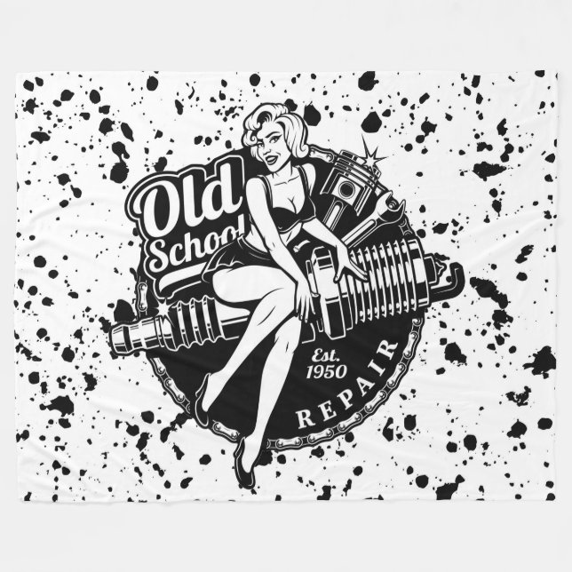 Manta Polar Chica de Pin Up de la vieja escuela (Frente (Horizontal))