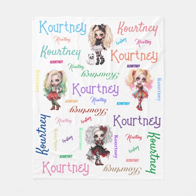 Manta Polar Chica Doll Spooky Halloween Tema con nombre (Anverso)