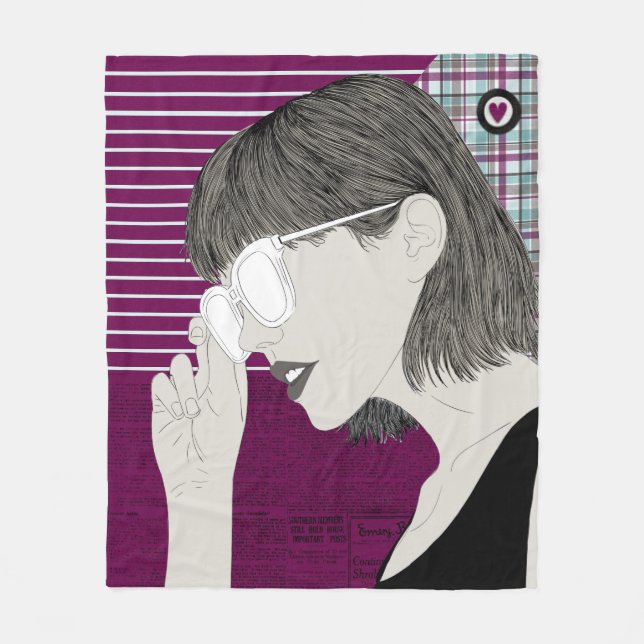 Manta Polar Chica elegante de moda Moda Morple Collage Love He (Anverso)