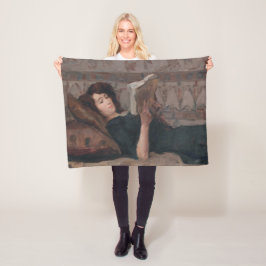 Manta Polar Chica leyendo un libro (Reclinando en un Divan)