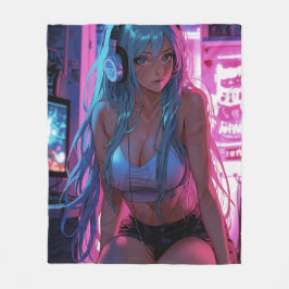 Manta Polar Chica Lofi Gamer | Chill Anime Aesthetic