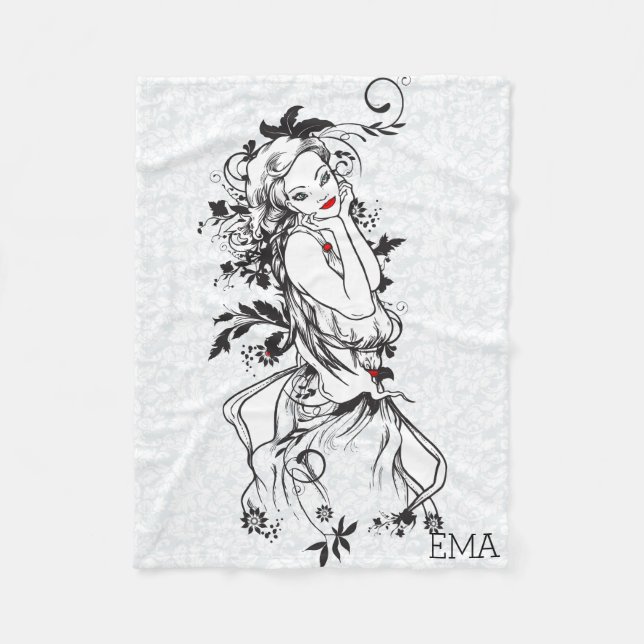 Manta Polar Chica Monogramado Con Labios Rojos (Anverso)