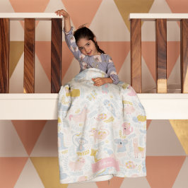 Manta Polar Chica Monogramado Rosa del Zoológico Cute Pastel