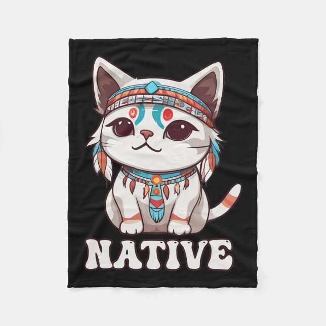 Manta Polar Chica nativa india kawaii de gato americano (Anverso)