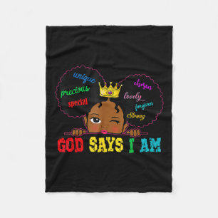 Manta Polar Chica negro Dios dice que soy negro melanín histor