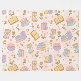 Manta Polar Chica Pastel Mágica de Libros Rosa