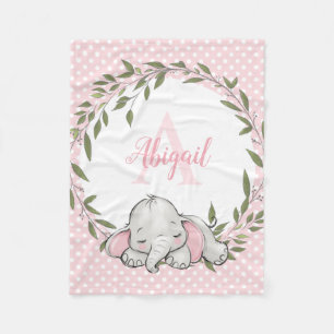 Manta Polar Chica personalizado del elefante rosa rojo verde