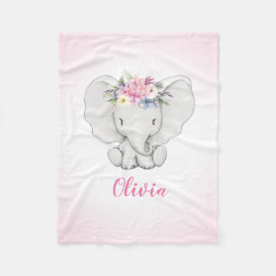 Manta Polar Chica personalizado elefante floral