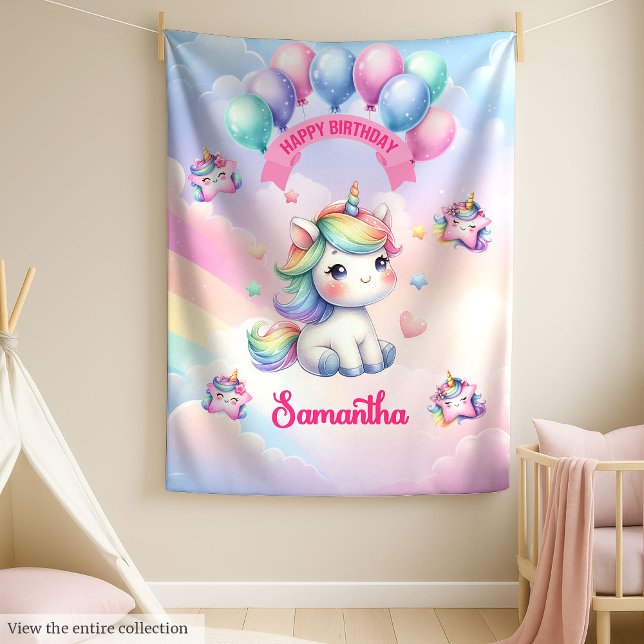 Manta Polar Chica Primer cumpleaños despedida de unicornio Pas (Girl 1st Birthday Blanket Unicorn Pastel Gift)