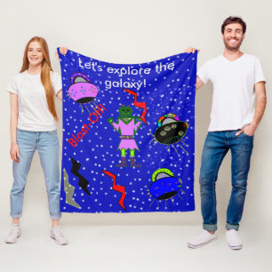 Manta Polar Chica Robot Alien Spaceships Niños Media Blanket