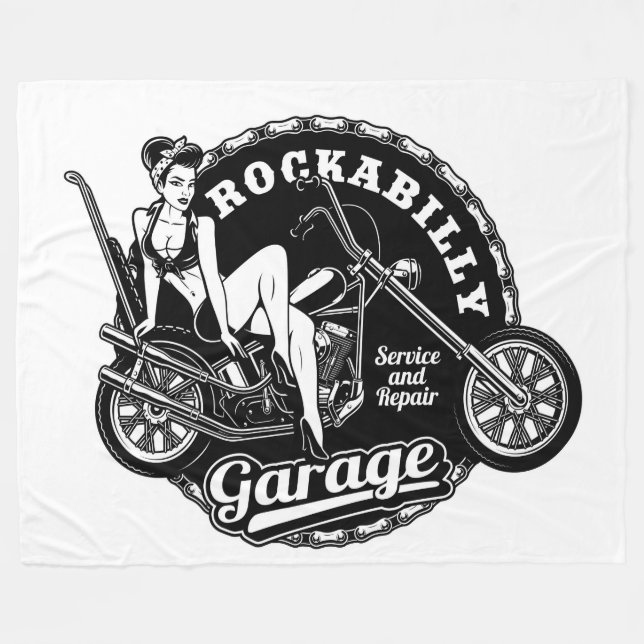 Manta Polar Chica Rockabilly Garage Pin Up (Frente (Horizontal))
