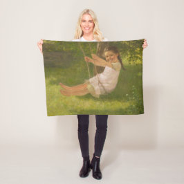 Manta Polar Chica sonriente en un Swing (infancia vintage)