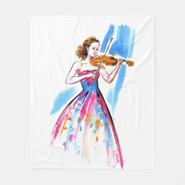 Manta Polar Chica tocando el violín (Anverso)