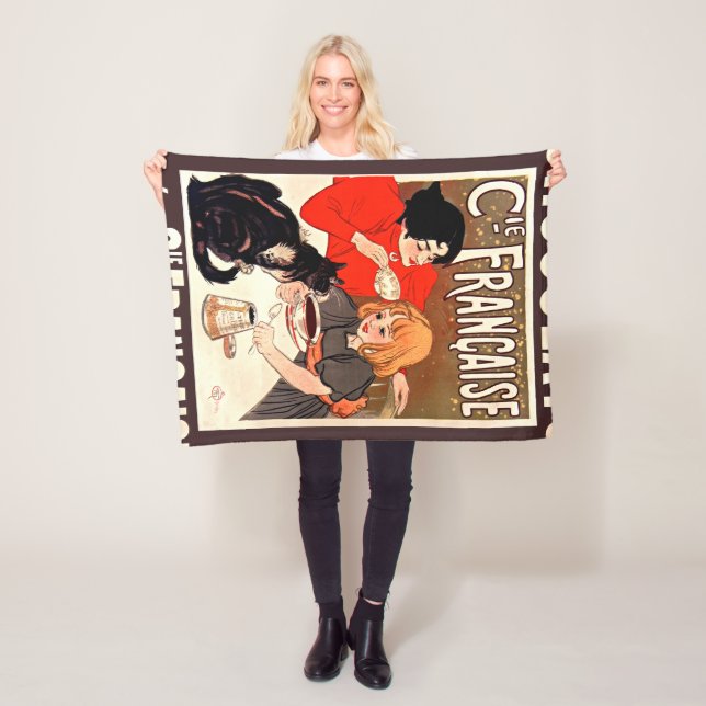 Manta Polar Chica y gato, afiche de época, Alexandre Steinlen (In situ)