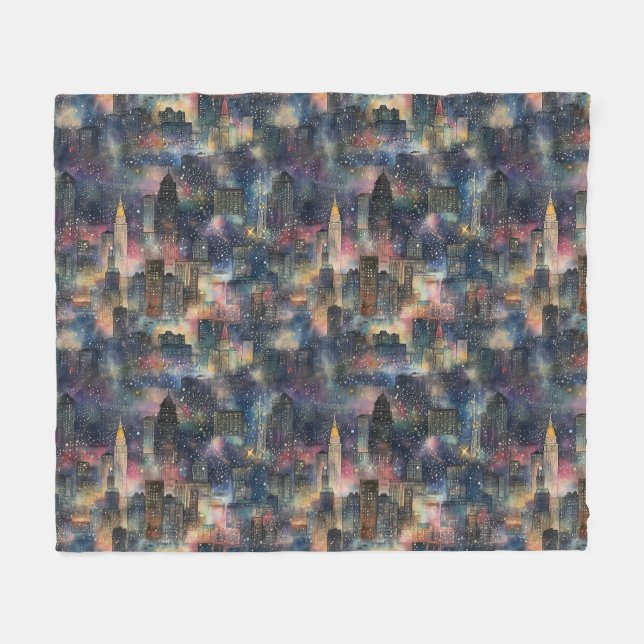 Manta Polar Chicago en Navidades y acuarelas de Año Nuevo (Frente (Horizontal))