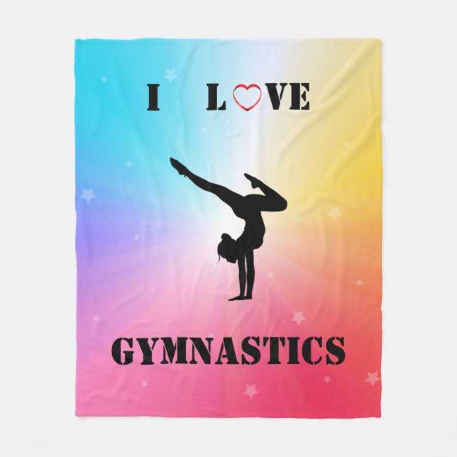 Manta Polar Chicas Arcoiris "I love Gymnastics" Fleece Blanket (Anverso)