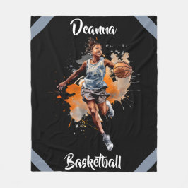 Manta Polar Chicas Baloncesto acuarela personalizada