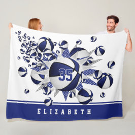 Manta Polar chicas baloncesto estrellas azul blanco