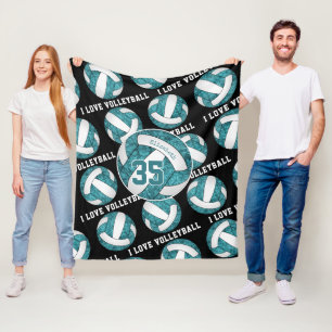 Manta Polar chicas blancos verde azulados me encanta el voleib