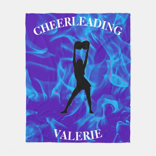 Manta Polar ¡chicas Blue Cheerled Blanket con su nombre! (Anverso)