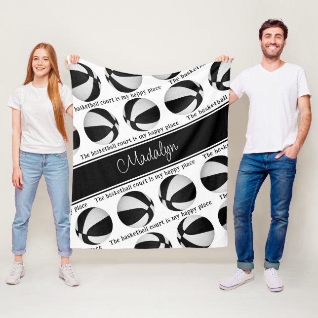 Manta Polar chicas cancha de baloncesto blanco negro mi lugar  (In situ)