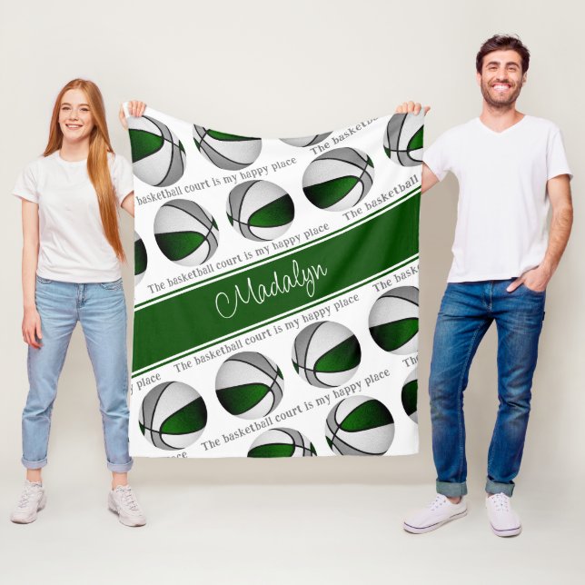 Manta Polar chicas cancha de baloncesto gris verde mi lugar fe (In situ)