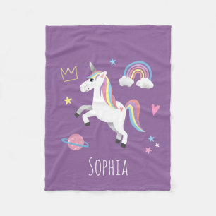 Manta Polar Chicas cortan unicornio mágico morado y llaman a