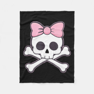 Manta Polar Chicas Cráneo Bonito Con Lazo Rosa Kawaii Cráneo G