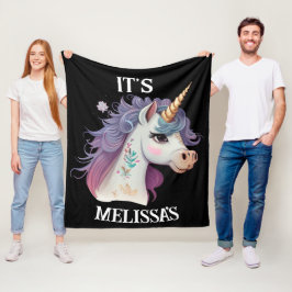 Manta Polar Chicas Cute Black Elegant Purple Magical Unicornio