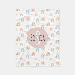 Manta Polar Chicas Cute Boho acuarela Patrón Arcoiris Niños