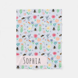 Manta Polar Chicas Cute Bumblebee Abeja Nombre del patrón de v