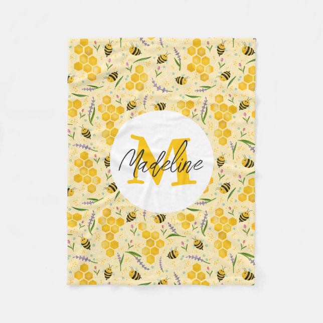 Manta Polar Chicas Cute Dulce Verano Floral Abejas Niños (Anverso)