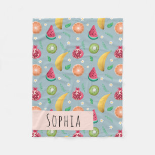 Manta Polar Chicas Cute Fruta Tropical Patrón De Verano Nombr