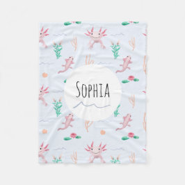 Manta Polar Chicas Cute niños del patrón del río Axolotl rosad