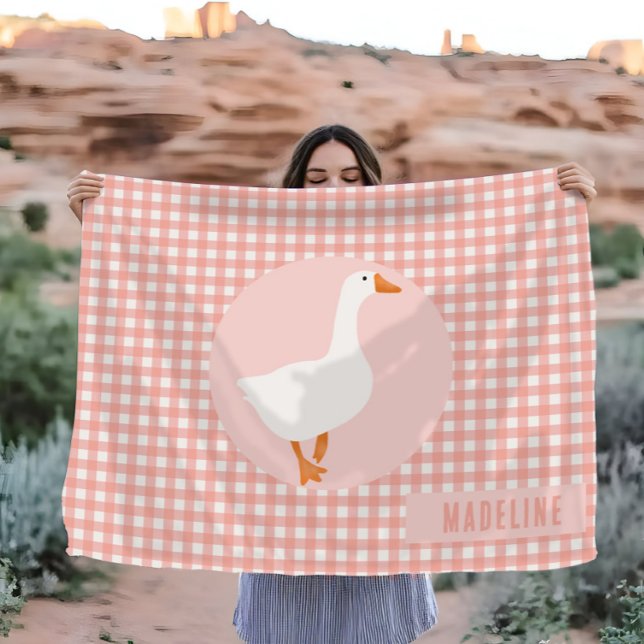 Manta Polar Chicas Cute Pink Gingham Goose Farm Kids (Subido por el creador)