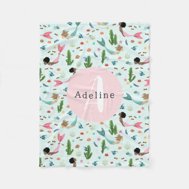 Manta Polar Chicas Cute Whimsical Magia Sirenita Niños del Océ (Anverso)