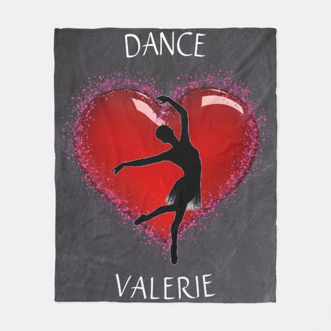 Manta Polar Chicas Dance Chalkboard Heart con Nombre Personali (Anverso)