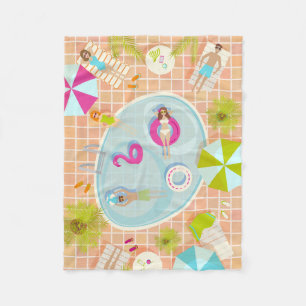 Manta Polar Chicas de bikini y chicos jugando al billar