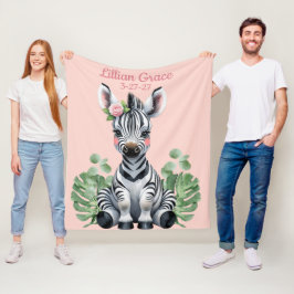 Manta Polar Chicas de cebra bebé personalizados Rubor Safari